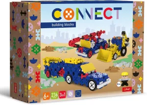 Connect Trefl Construction Bricks 3-in-1 Construction Vehicles/SUVs with Trailer - 236 Pieces: 231 Bricks   5 Bricks Figure, for Adults and Children Aged 6 Years and Up