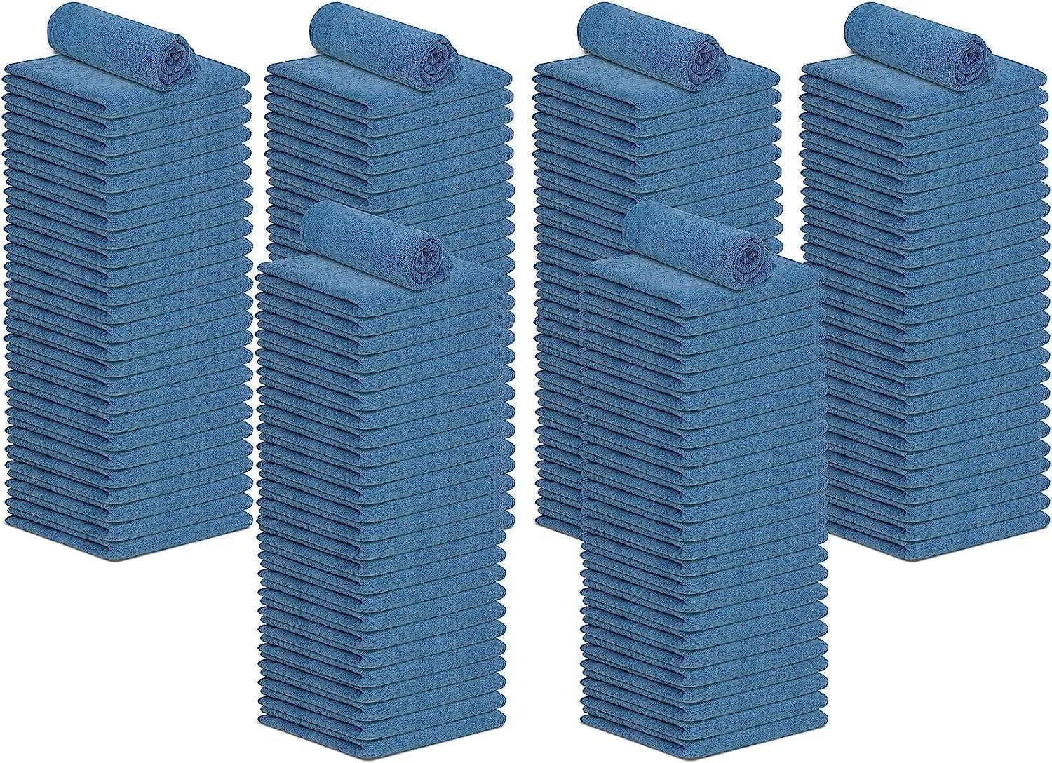 Cotton Shop Towels Blue – (Pack of 150) Size 14x14 Inches Cleaning Rags – Absorbent Shop Rags and Multipurpose Cleaning Towels for Automobiles, Industries, Garage and Homes