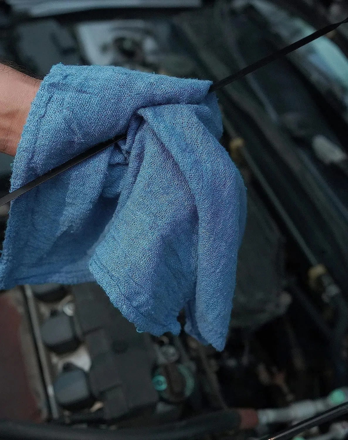 Cotton Shop Towels Blue – (Pack of 150) Size 14x14 Inches Cleaning Rags – Absorbent Shop Rags and Multipurpose Cleaning Towels for Automobiles, Industries, Garage and Homes