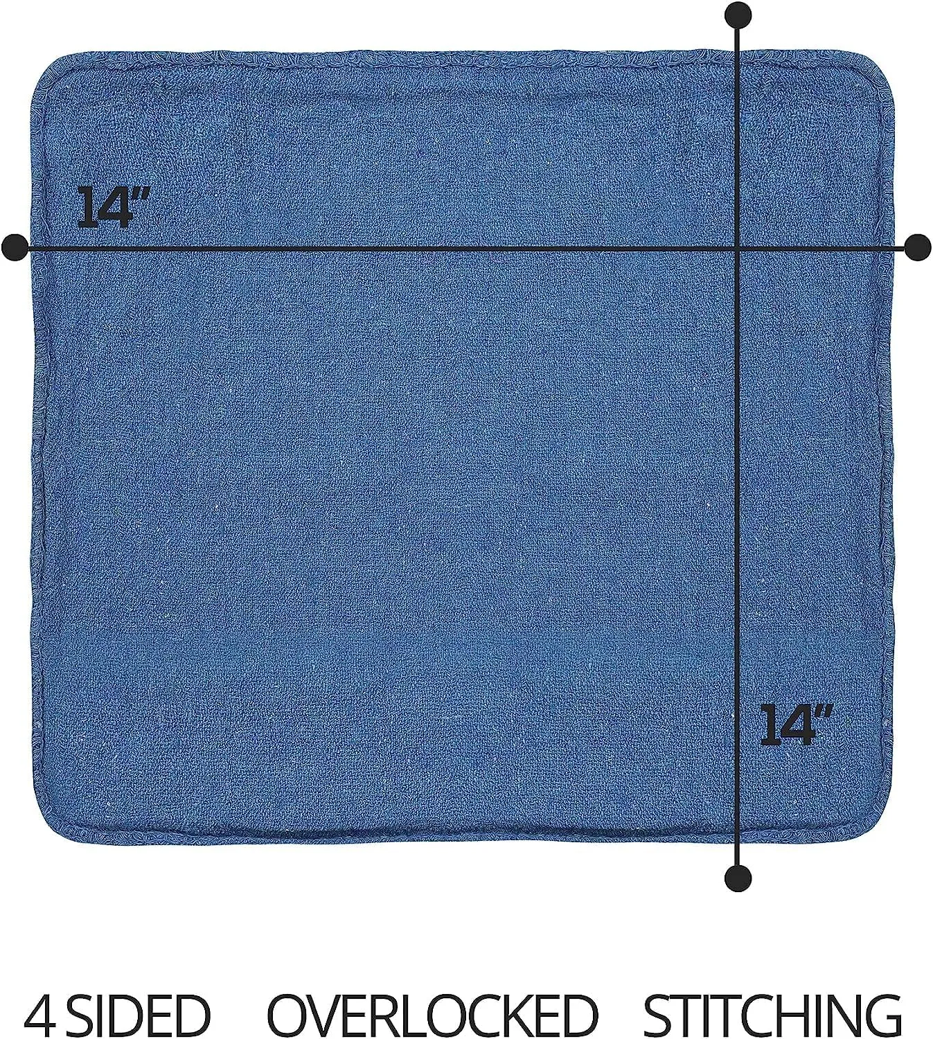 Cotton Shop Towels Blue – (Pack of 150) Size 14x14 Inches Cleaning Rags – Absorbent Shop Rags and Multipurpose Cleaning Towels for Automobiles, Industries, Garage and Homes