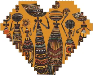 Creative African Culture Building Block Puzzle Heart Shaped Personalized Photo Building Blocks Puzzles Family Keepsake Diy Romantic Home Decor Anniversary Birthday Gifts For Her, Him, Lovers, Couples