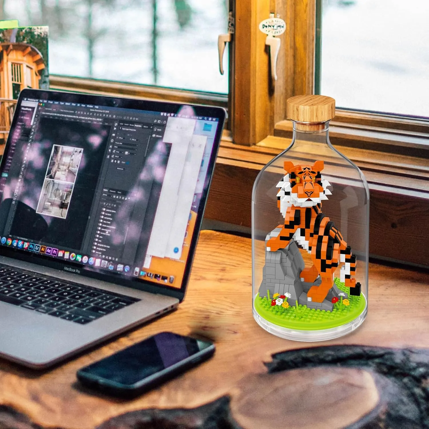 Creative Tiger Toy Building Set,Adult Mini Animal Friend Set,Party Favors Gift for Kid,Animal Lover Office Home Decor Tiger Building Block Kit,New Year Easter Birthday Gift for Boys Girls