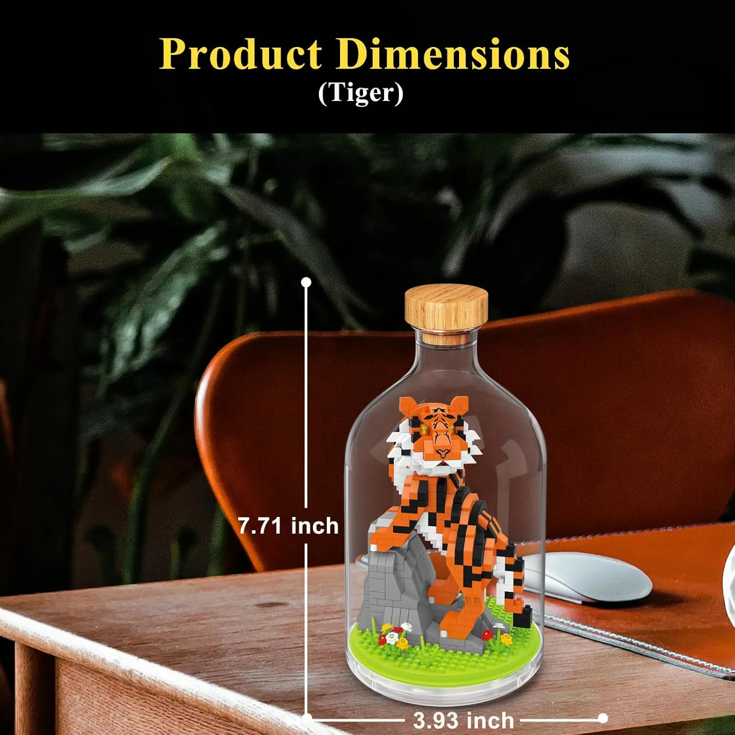 Creative Tiger Toy Building Set,Adult Mini Animal Friend Set,Party Favors Gift for Kid,Animal Lover Office Home Decor Tiger Building Block Kit,New Year Easter Birthday Gift for Boys Girls