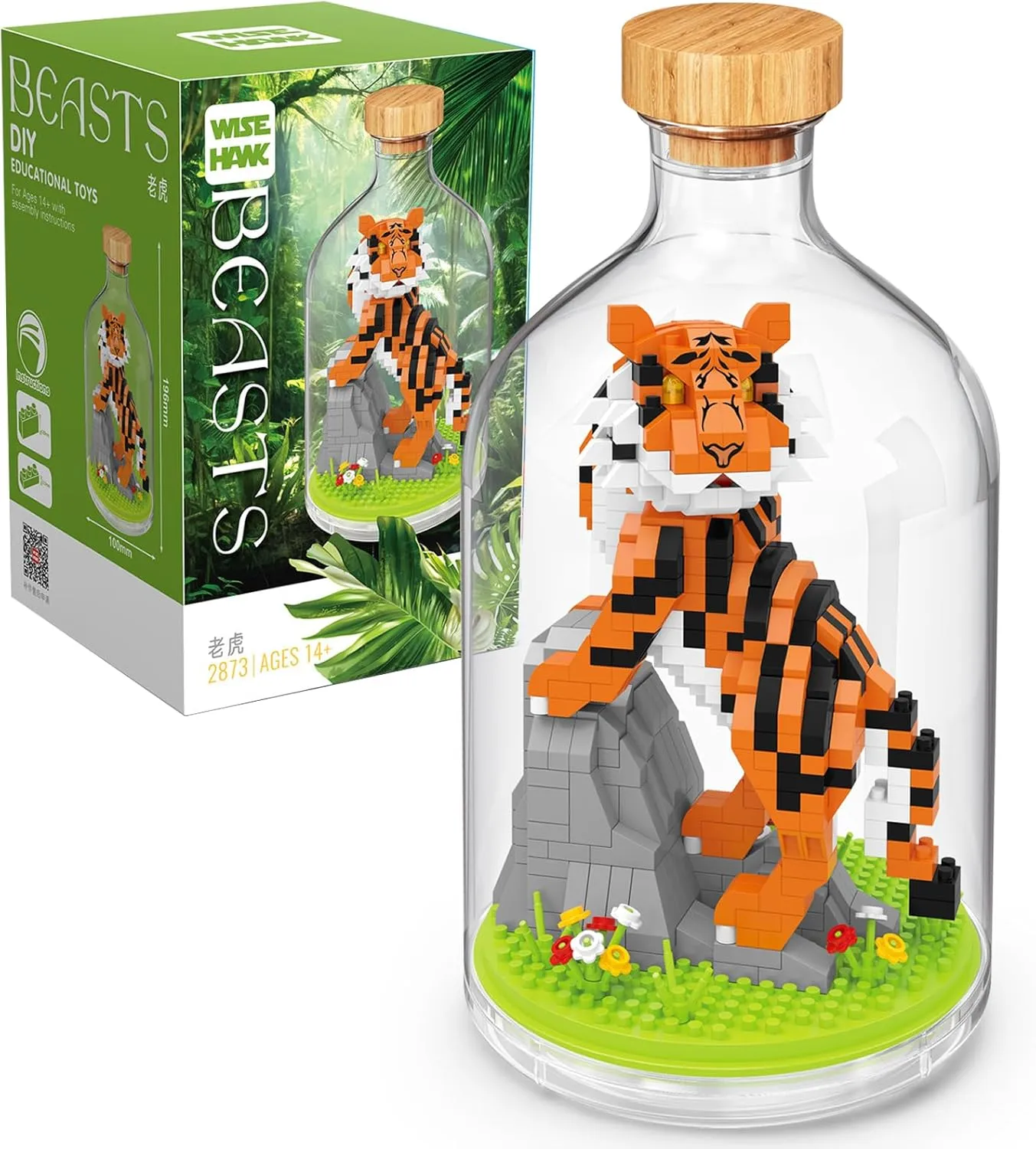 Creative Tiger Toy Building Set,Adult Mini Animal Friend Set,Party Favors Gift for Kid,Animal Lover Office Home Decor Tiger Building Block Kit,New Year Easter Birthday Gift for Boys Girls