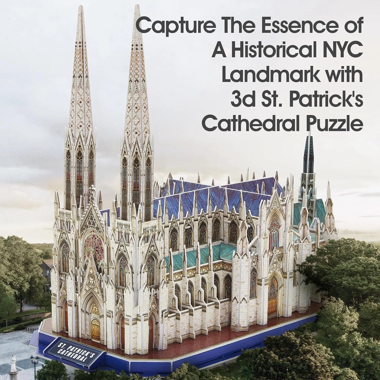 CubicFun 3D Puzzles for Adults St. Patrick's Cathedral Model Kits, New York Architecture Puzzles for Adults Building Toys for Kids Ages 8 , 117 Pieces with Booklet Easter Gifts Valentine's Day Gift