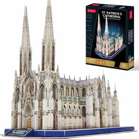 CubicFun 3D Puzzles for Adults St. Patrick's Cathedral Model Kits, New York Architecture Puzzles for Adults Building Toys for Kids Ages 8 , 117 Pieces with Booklet Easter Gifts Valentine's Day Gift