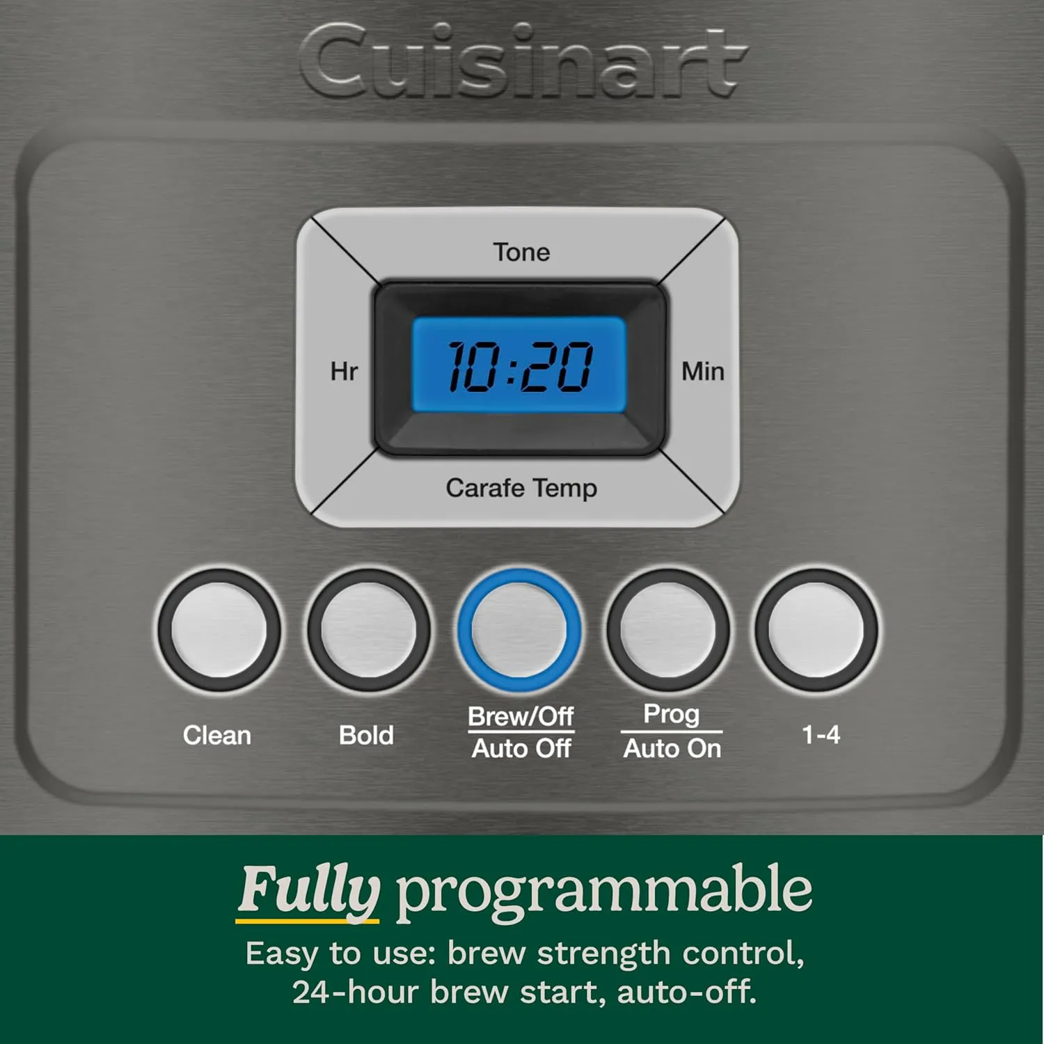 Cuisinart Coffee Maker, Perfecttemp 14-Cup Glass Carafe, Programmable Fully Automatic for Brew Strength Control & 1-4 Cup Setting, Black, Stainless Steel, DCC-3200BKSP1