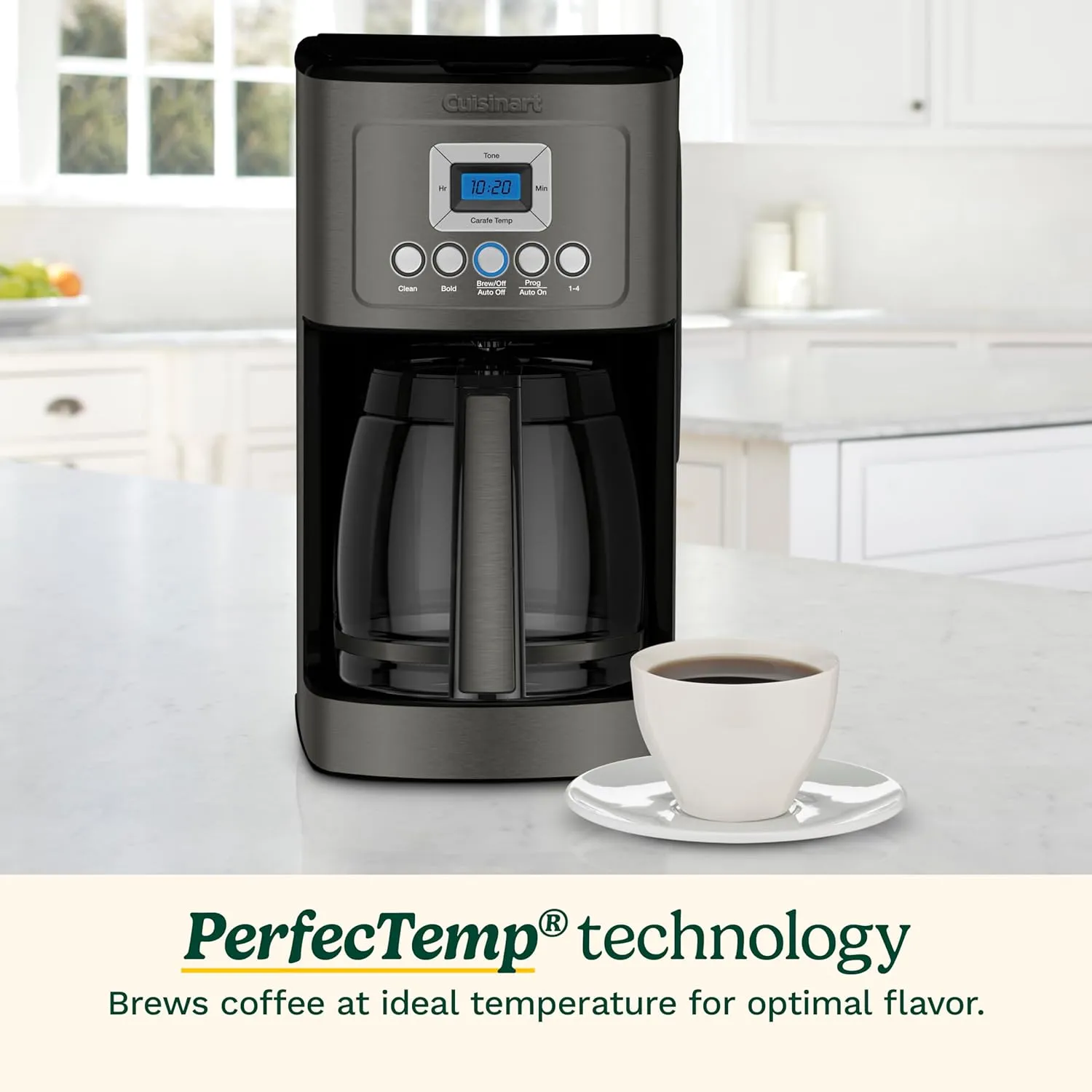 Cuisinart Coffee Maker, Perfecttemp 14-Cup Glass Carafe, Programmable Fully Automatic for Brew Strength Control & 1-4 Cup Setting, Black, Stainless Steel, DCC-3200BKSP1
