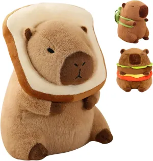 Cute Capybar Stuffed Animals with Wearable Toast headsetwear Capybar, Gifts for Kids (15.8 in Bread Capybar)