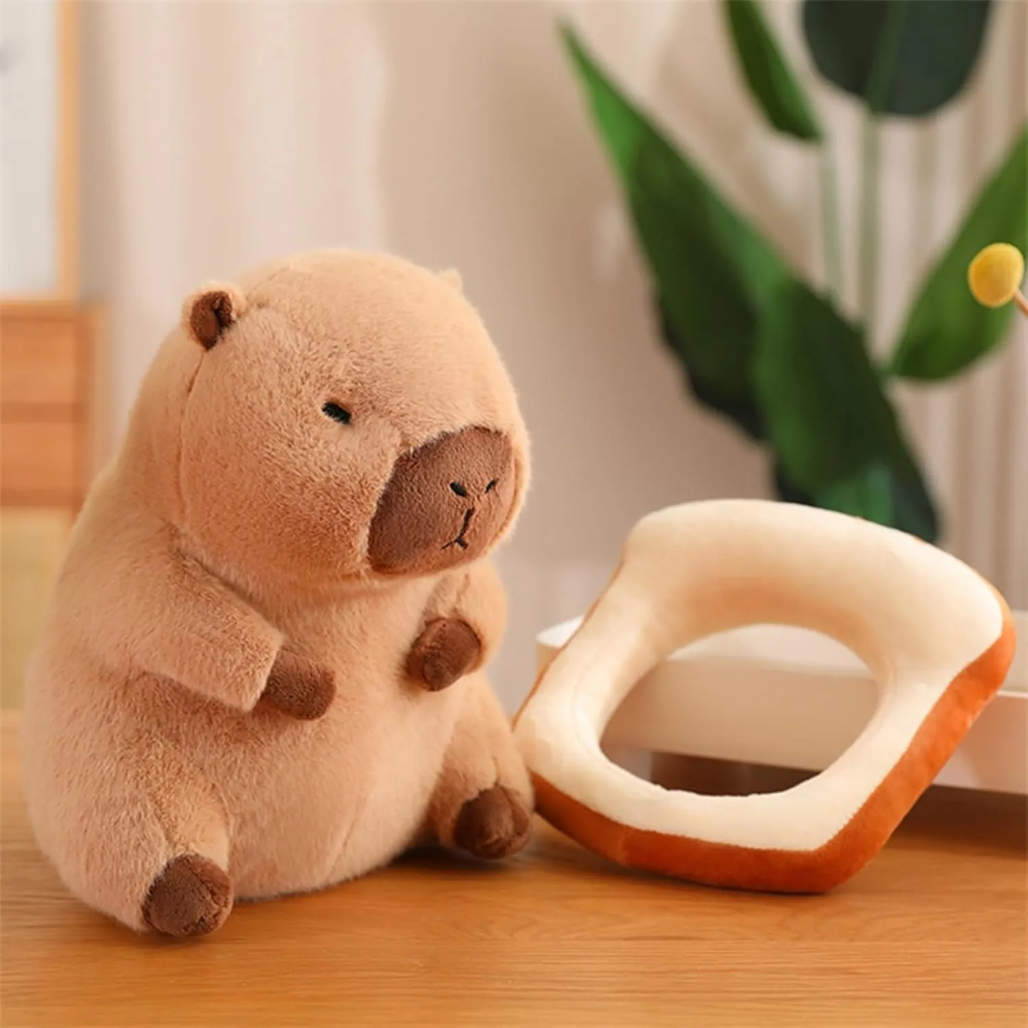 Cute Capybar Stuffed Animals with Wearable Toast headsetwear Capybar, Gifts for Kids (15.8 in Bread Capybar)
