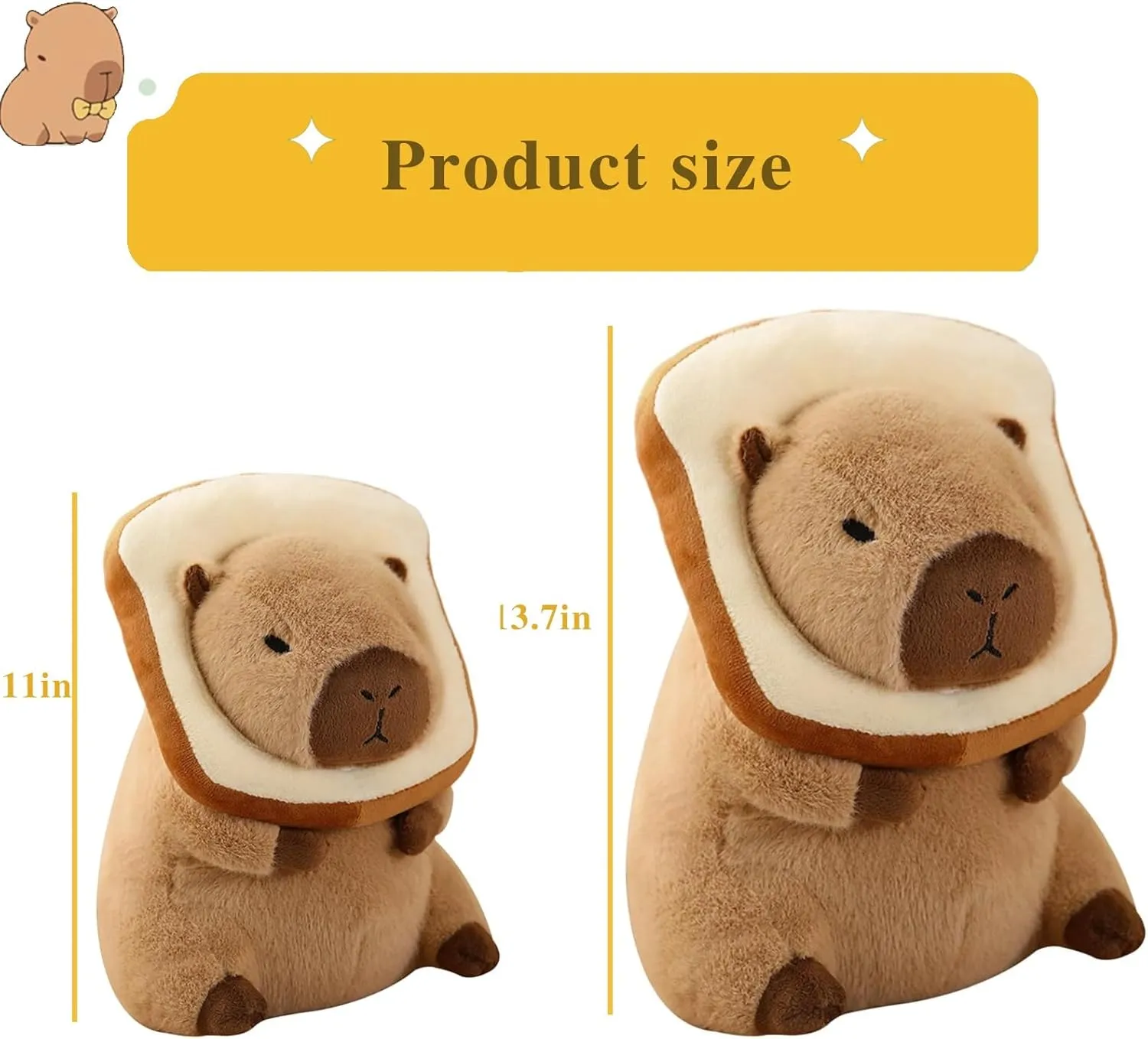Cute Capybar Stuffed Animals with Wearable Toast headsetwear Capybar, Gifts for Kids (15.8 in Bread Capybar)