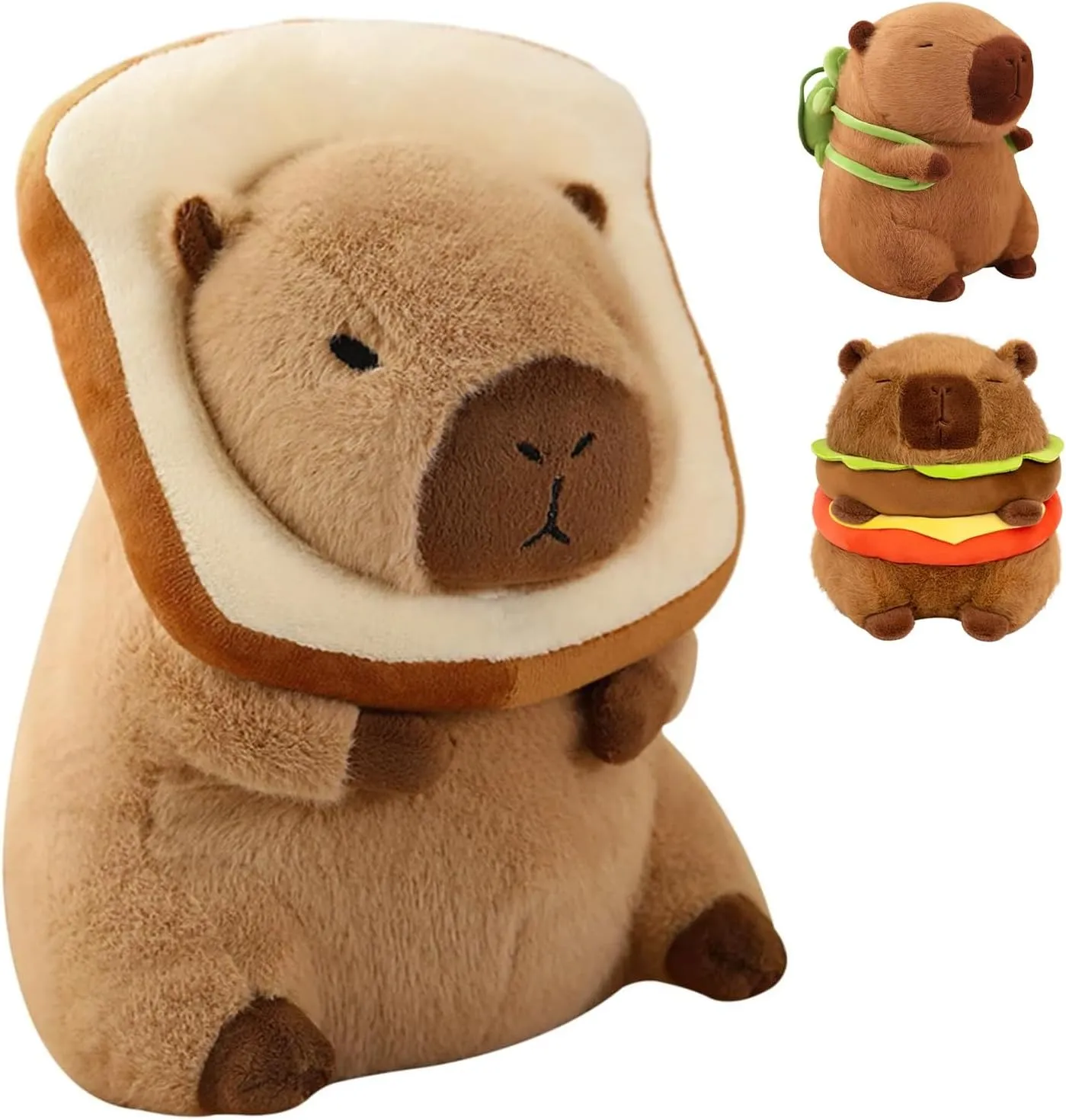 Cute Capybar Stuffed Animals with Wearable Toast headsetwear Capybar, Gifts for Kids (15.8 in Bread Capybar)