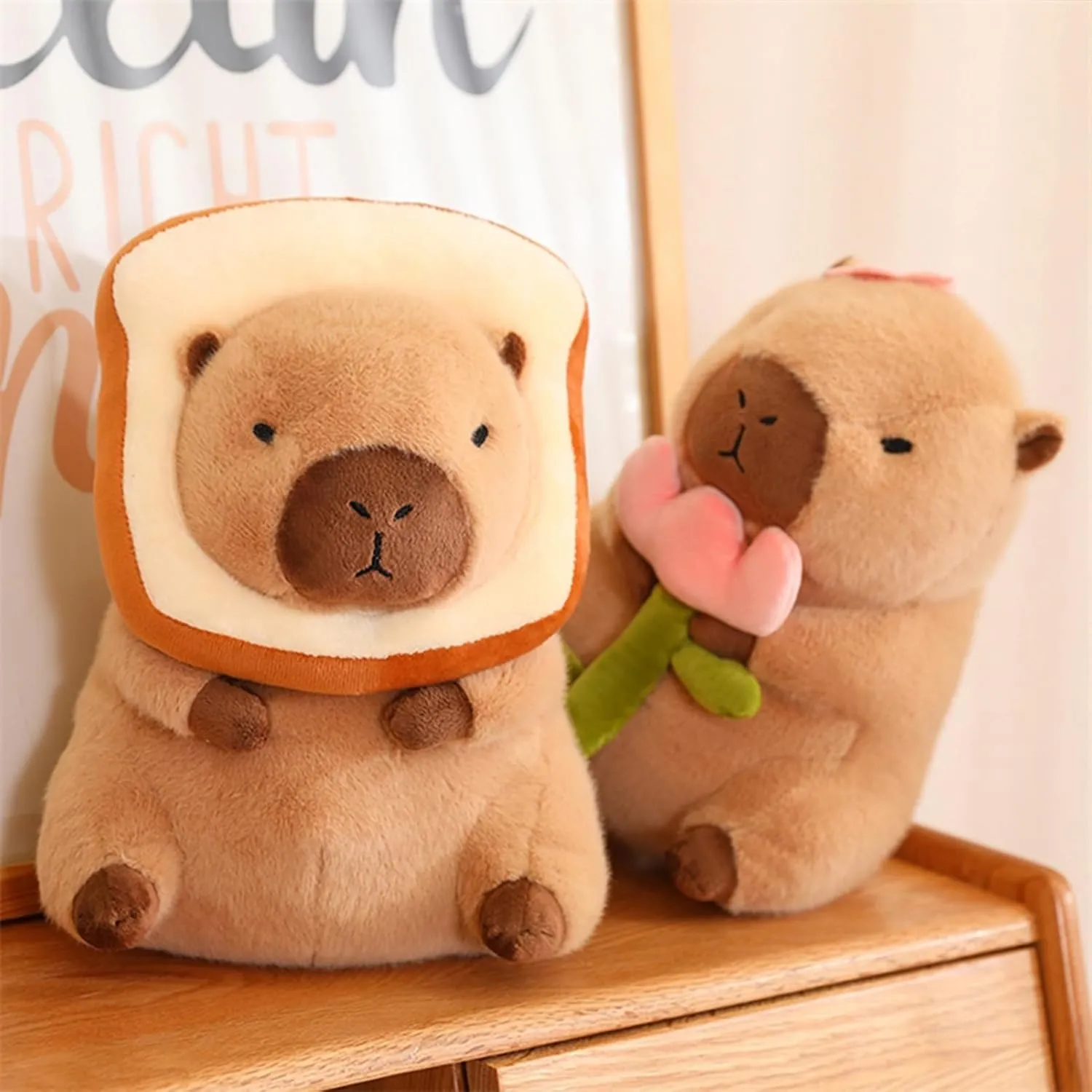 Cute Capybar Stuffed Animals with Wearable Toast headsetwear Capybar, Gifts for Kids (15.8 in Bread Capybar)