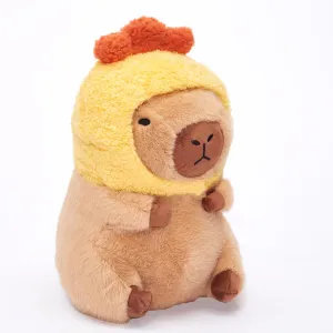 Cute Capybara Plush Pillow with Wearable Pumpkin Hat Plush Toys Children's Gift, Brown (11.8 Inches)