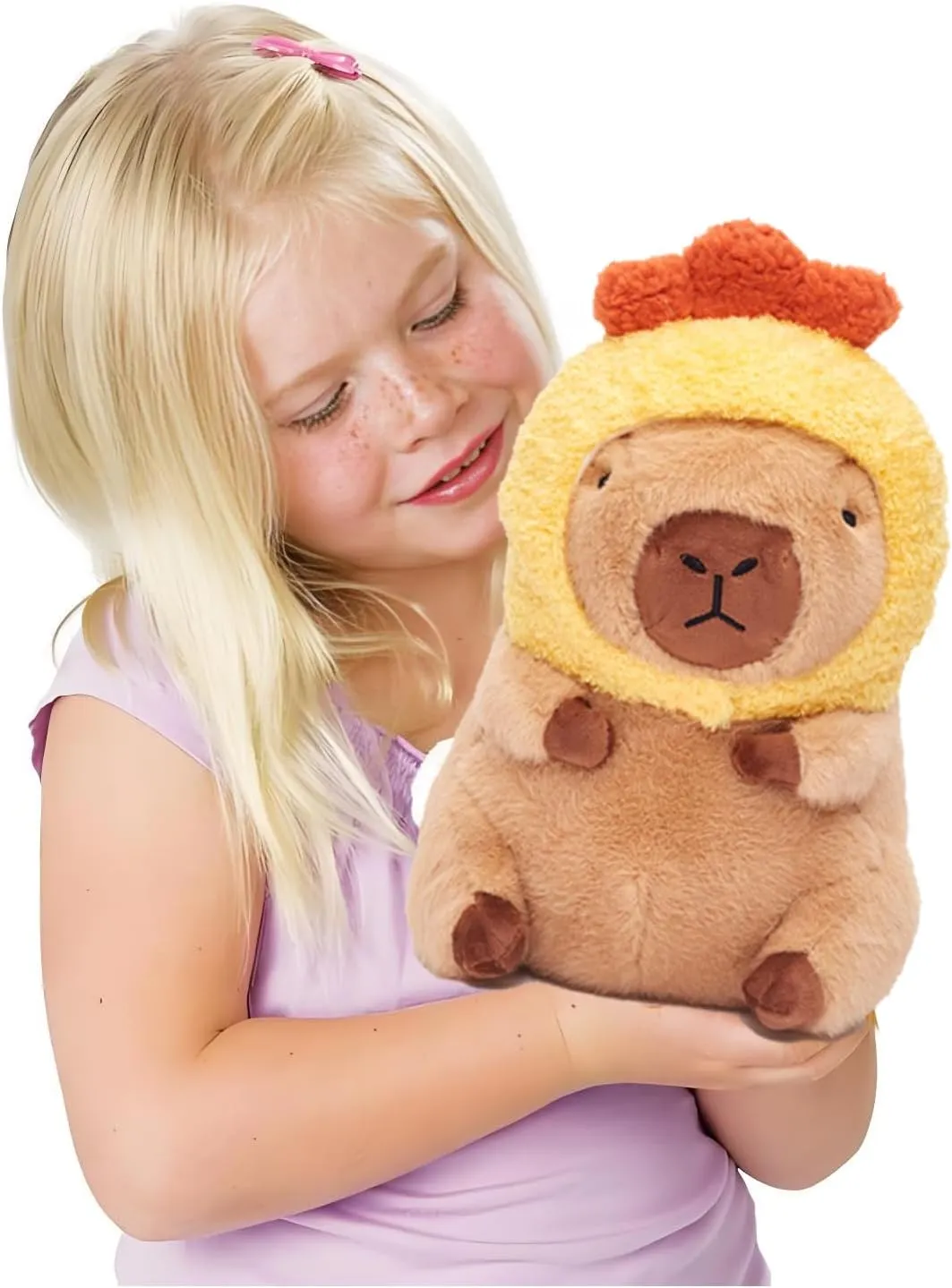 Cute Capybara Plush Pillow with Wearable Pumpkin Hat Plush Toys Children's Gift, Brown (11.8 Inches)