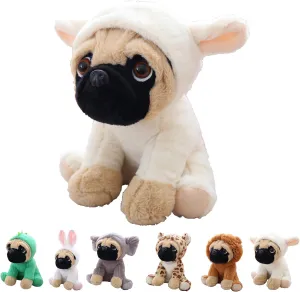 Cute Pug Stuffed Animal Cosplay as White Sheep Lamb Plush Toys Soft Pug Dog Toy in Sheep Lamb Costume Great Plushies Toys Stuffed Animals for Kids and Lovers 12 Inch