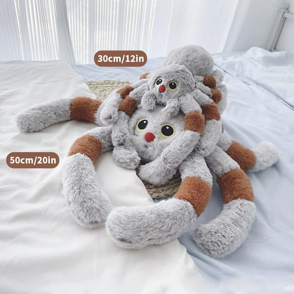 Cute Spider Dolls Red Nose Spider Throw Pillow Soft Stuffed Animals Plush Faux Fur Fluffy Tarantula Shaped Decor Halloween Cushion Pillow for for Party Outdoor Home Decorations(20in)