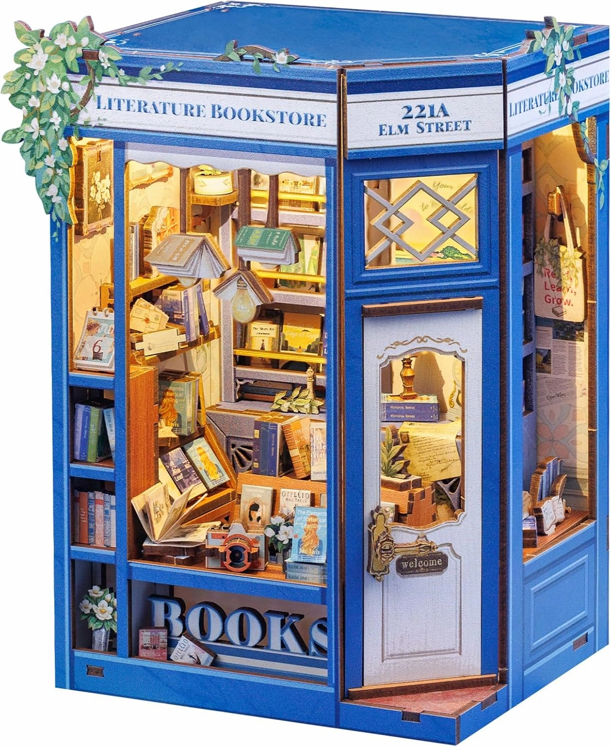 Cutefun 3D Wooden Puzzles for Adults, DIY Miniature House Book Nook Kit, 186 Piece 3D Puzzles for Adults and Teens, Bookshelf Insert Decor Creative Gifts for Beginners (Literature Bookstore)