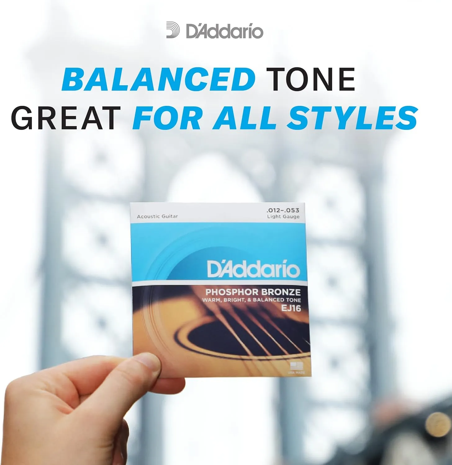 D'Addario Guitar Strings - Phosphor Bronze Acoustic Guitar Strings - EJ38 - Rich, Full Tonal Spectrum - For 12 String Guitars - 10-47 Light 12-String