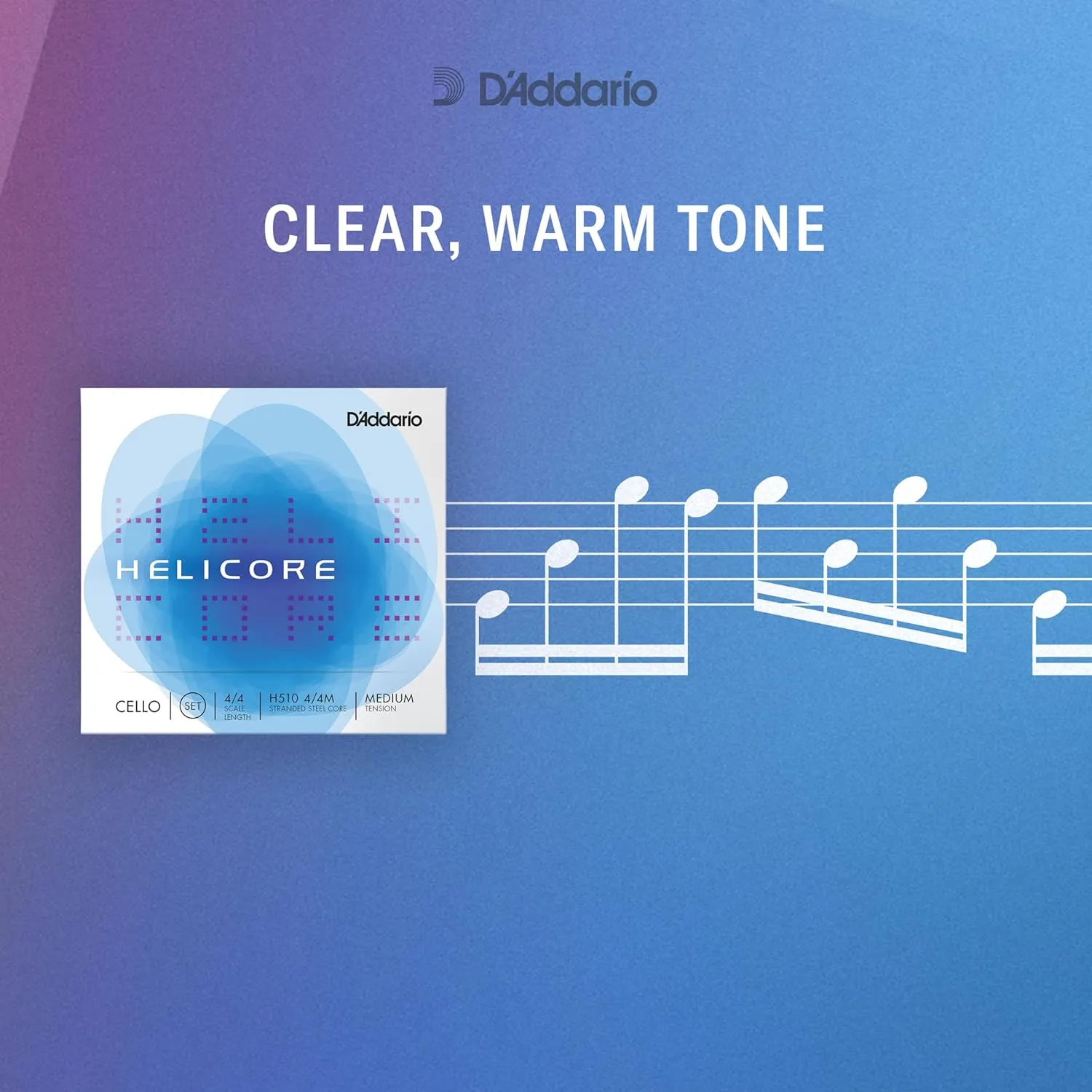 D'Addario Helicore Fourths-Tuning Cello Set, 4/4 Scale, Medium Tension