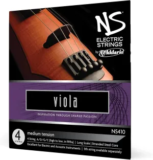 D'Addario NS Electric Viola String Set, Long Scale, Medium Tension
