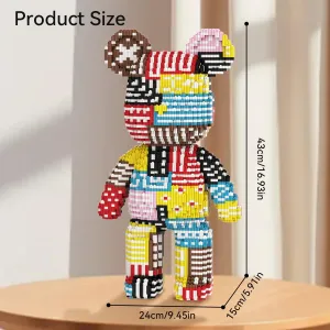 DAHONPA Color Blocking Patterns Bear Micro Building Blocks Set (5350 PCS), Bear Bricks Set Personalized Decoration Model, Gift for Adults and Kids