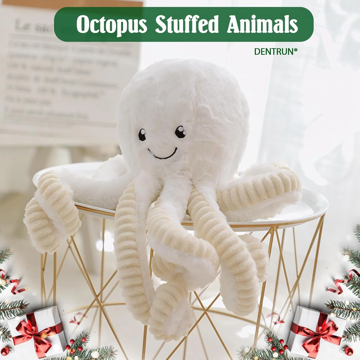 DENTRUN Octopus Stuffed Animals, Giant Octopus Plush Doll Play Toys for Kids Girls Boys Adults Birthday Xmas Halloween Present Stuffed Sea Animals Plushie, 7/16/24/32 Inches, 5 Colors