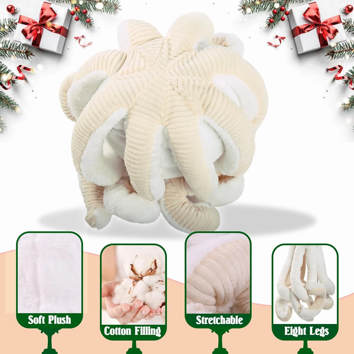 DENTRUN Octopus Stuffed Animals, Giant Octopus Plush Doll Play Toys for Kids Girls Boys Adults Birthday Xmas Halloween Present Stuffed Sea Animals Plushie, 7/16/24/32 Inches, 5 Colors