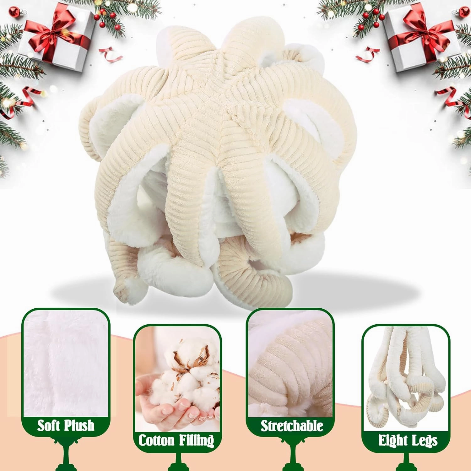 DENTRUN Octopus Stuffed Animals, Giant Octopus Plush Doll Play Toys for Kids Girls Boys Adults Birthday Xmas Halloween Present Stuffed Sea Animals Plushie, 7/16/24/32 Inches, 5 Colors