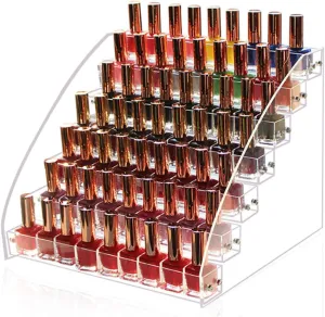 Desktop Lipstick Storage Box, Multi Layer Clear Plastic Makeup Display Case Cosmetic Organizer Shelf for Jewelry Perfume Nail Polish Hairpin