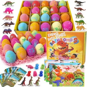 Dino Egg Bath Bombs for Kids-Surprise Inside Plus Dinosaur Puzzle-Dinosaur Gifts for 3 4 5 6 7 and 8 Year Old Boys and Girls Kids Gifts - Perfect for Birthdays, Children's Day and Christma,Easter
