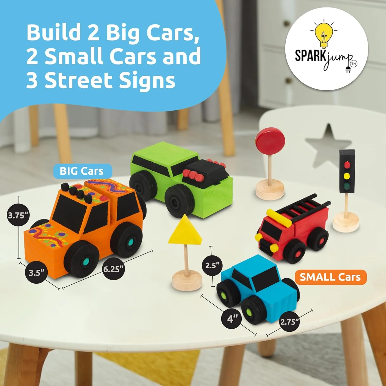 DIY Wood Building Kits, STEM Woodworking Kit for Kids, Creative Fun Craft Projects, Great Gift for Boys & Girls (Wooden Cars, 1-Pack)