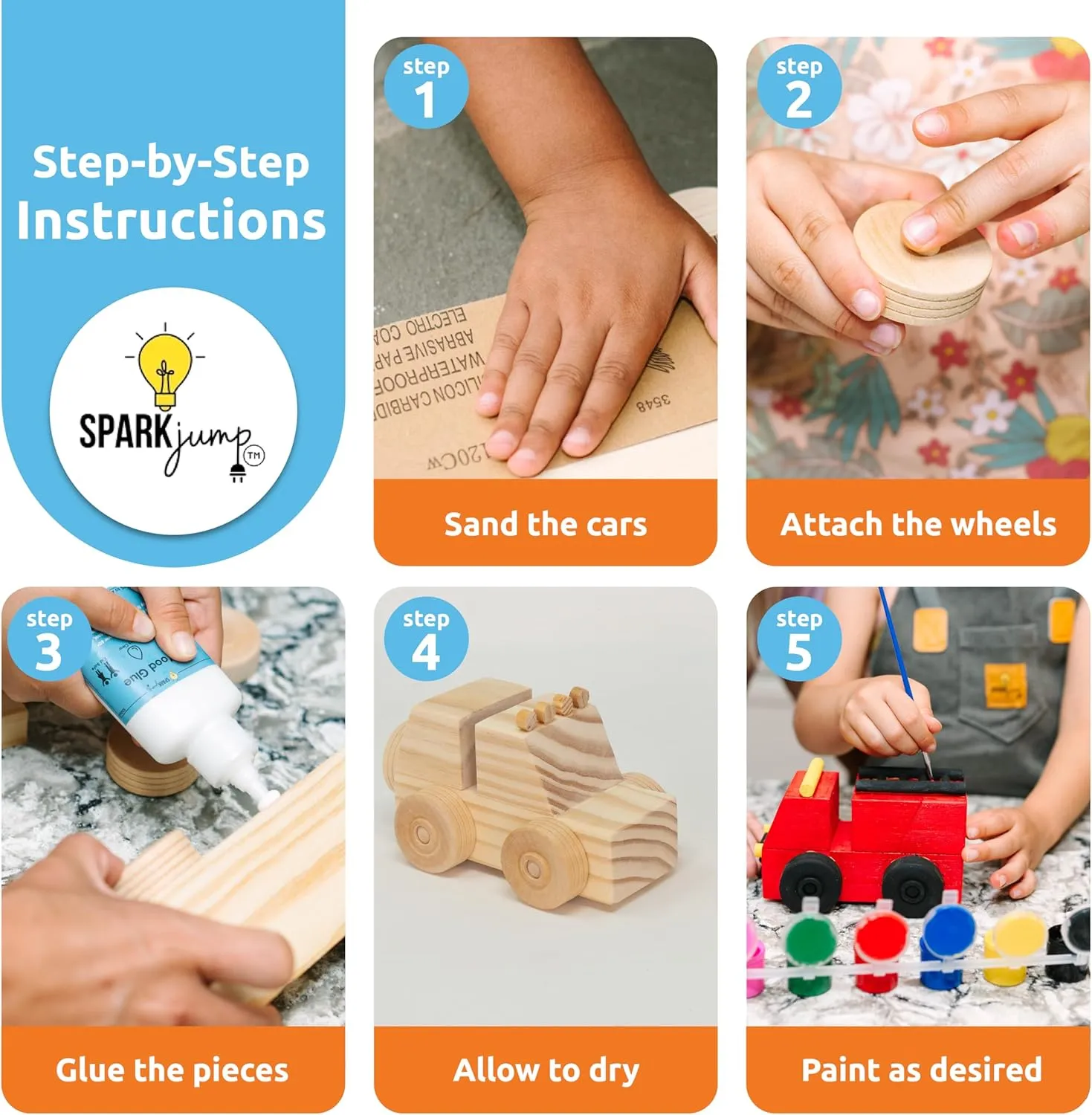 DIY Wood Building Kits, STEM Woodworking Kit for Kids, Creative Fun Craft Projects, Great Gift for Boys & Girls (Wooden Cars, 1-Pack)