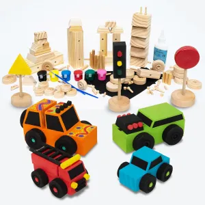 DIY Wood Building Kits, STEM Woodworking Kit for Kids, Creative Fun Craft Projects, Great Gift for Boys & Girls (Wooden Cars, 1-Pack)