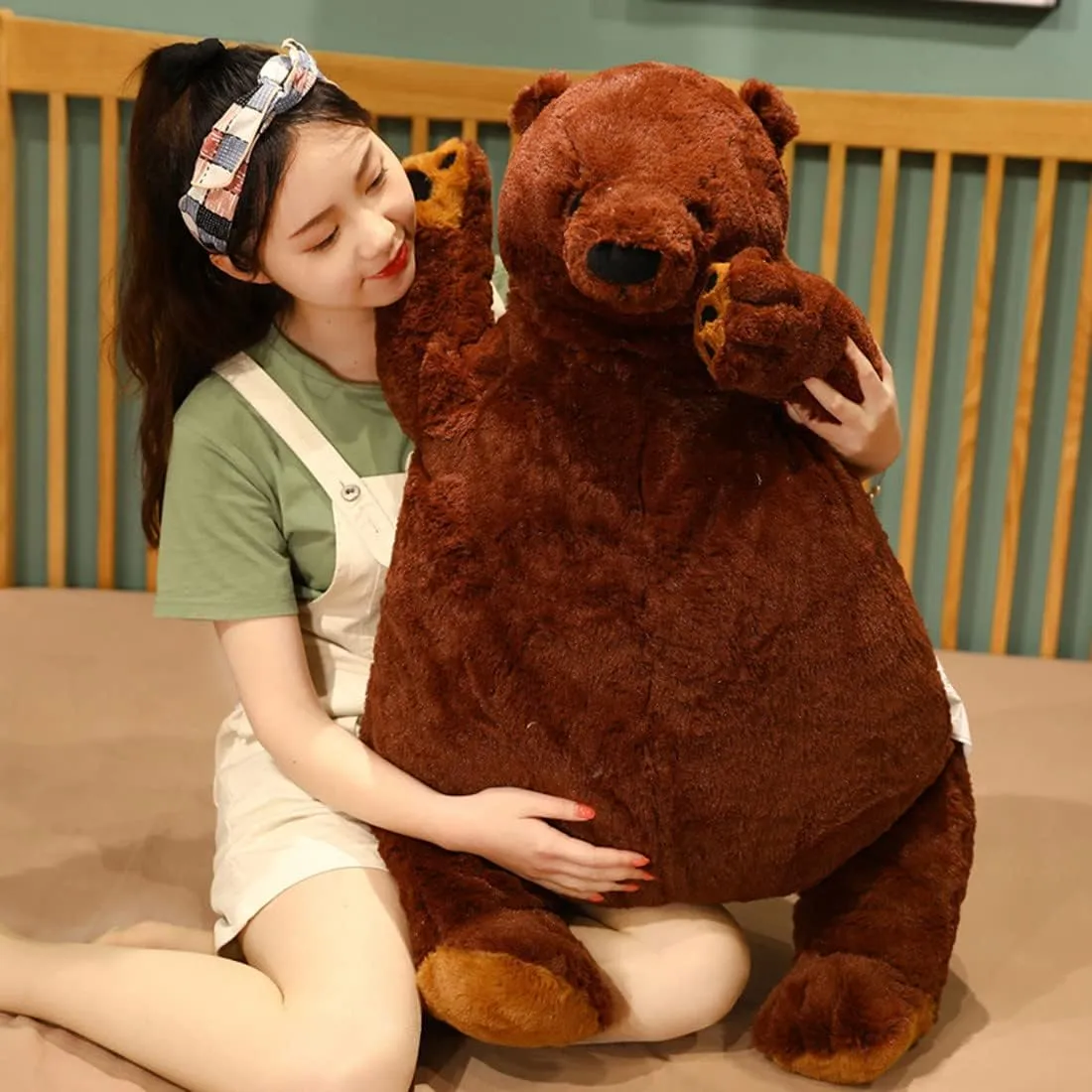 Djungelskog Bear 31.5 inch Giant Simulation Bear Toy Stuffed Animal Plush Doll Huge Cuddly Brown Teddy Bear for Home Decoration Valentine's Birthday Gift, 80 cm