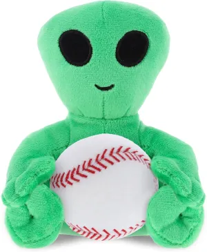 DolliBu Green Alien Stuffed Animal with Baseball Plush - Soft Huggable Alien, Adorable Playtime Green Alien Plush Toy, Cute Space Life Sports Gift for Kids and Adults - 6 Inch