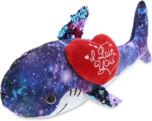 DolliBu I Love You Valentine Plush Purple Shark - Cute Stuffed Animal with Red Heart and Name Personalization Gift for Valentines Day, Birthday, Anniversary, Romantic Date - 12 Inches