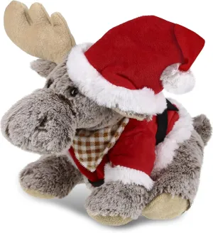 DolliBu Santa Floppy Moose Stuffed Animal Plush Toy - Super Soft Wild Animal Dress Up with Red Santa Claus Outfit, Cute Wildlife Gift, Perfect Holiday with Name Personalization, 12 Inch