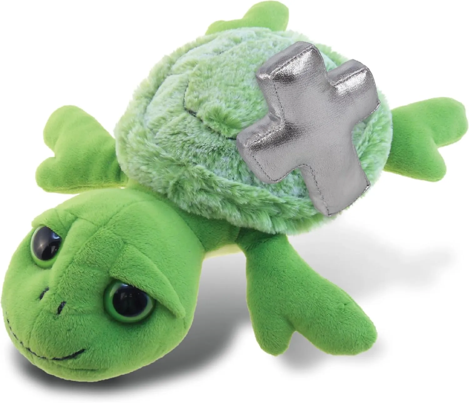 DolliBu Sea Turtle Stuffed Animal with Silver Cross Plush - Religious Baptism Gifts for Boys and Girls, Dedication Christening Gifts Plush Prayer Toy Healing Stuffed Animal - 11 Inches