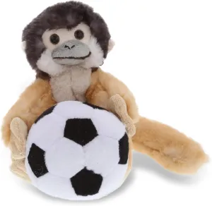 DolliBu Squirrel Monkey Stuffed Animal with Soccer Ball Plush - Soft Huggable Squirrel Monkey, Adorable Playtime Plush Toy, Cute Sports Gift for Kids and Adults - 12.5 Inch