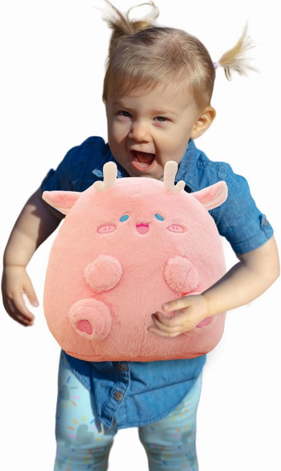 Dragon Stuffed Animal Plush Toy - Chubby & Adorable Plushie Bolster Doll for Kids - Accompanied Sleeping Ragdoll for Children (Pink,Large-23 inch)