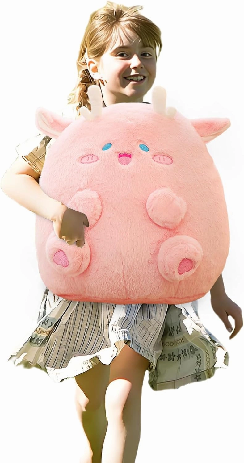Dragon Stuffed Animal Plush Toy - Chubby & Adorable Plushie Bolster Doll for Kids - Accompanied Sleeping Ragdoll for Children (Pink,Large-23 inch)