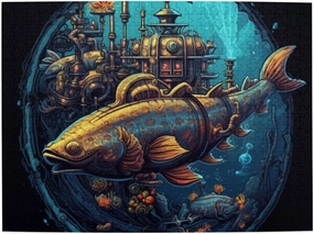 Dragon Submarine Fish Jigsaw Puzzle 500 Piece for Adults & Kids, Wall Hanging Puzzles Intellectual Decompressing Fun Family Game Large Puzzle Game Toys Gifts