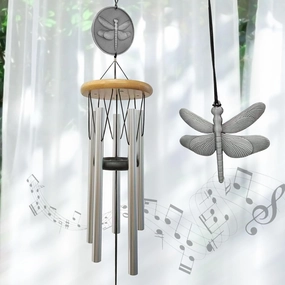 Dragonfly Wind Chimes for Outside with Bright Silver,29 "Memorial Wind Chimes Create a Zen Atmosphere for Outdoor,Garden Patio Yard Decor,Unique Dragonfly Gift for Women/Unisex