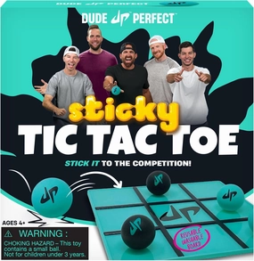 Dude Perfect Sticky Tic Tac Toe, Kids Tabletop Activity, for Family Game Night, for Gift and Parties, 2 Players, Ages 4 