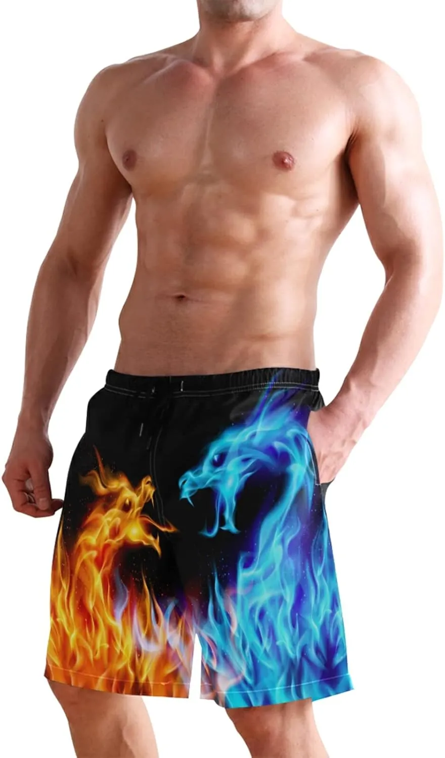 Dussdil Men's Swim Trunks Board Shorts Mens Swim Trunk Quick Dry Swimwear Beach Pants with Mesh Lining