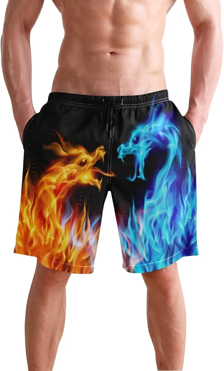 Dussdil Men's Swim Trunks Board Shorts Mens Swim Trunk Quick Dry Swimwear Beach Pants with Mesh Lining