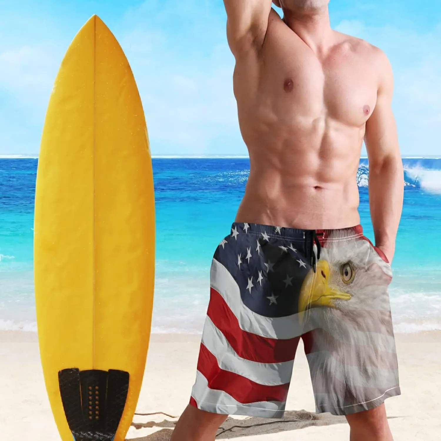 Dussdil Men's Swim Trunks Board Shorts Mens Swim Trunk Quick Dry Swimwear Beach Pants with Mesh Lining