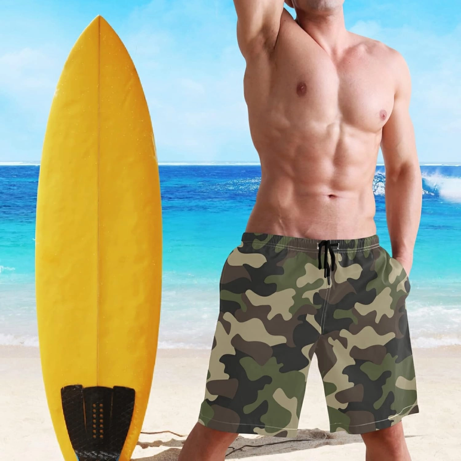 Dussdil Men's Swim Trunks Board Shorts Mens Swim Trunk Quick Dry Swimwear Beach Pants with Mesh Lining