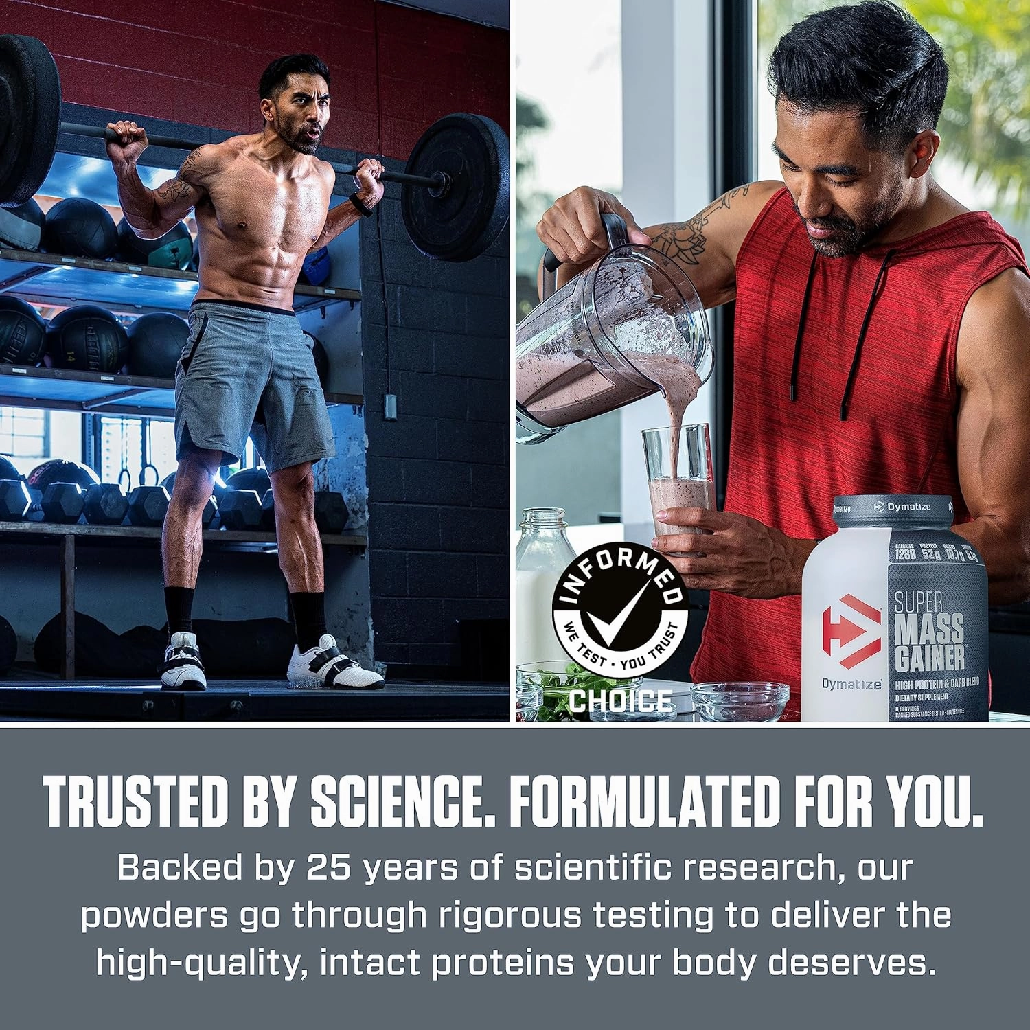 Dymatize Super Mass Gainer Protein Powder, Rich Chocolate, 52g Protein, 1g Creatine, 1280 Calories, 10.7g BCAAs, 245g Carbs, Contains Whey Protein Powder, Isolate, and Casein, Total 16 Servings